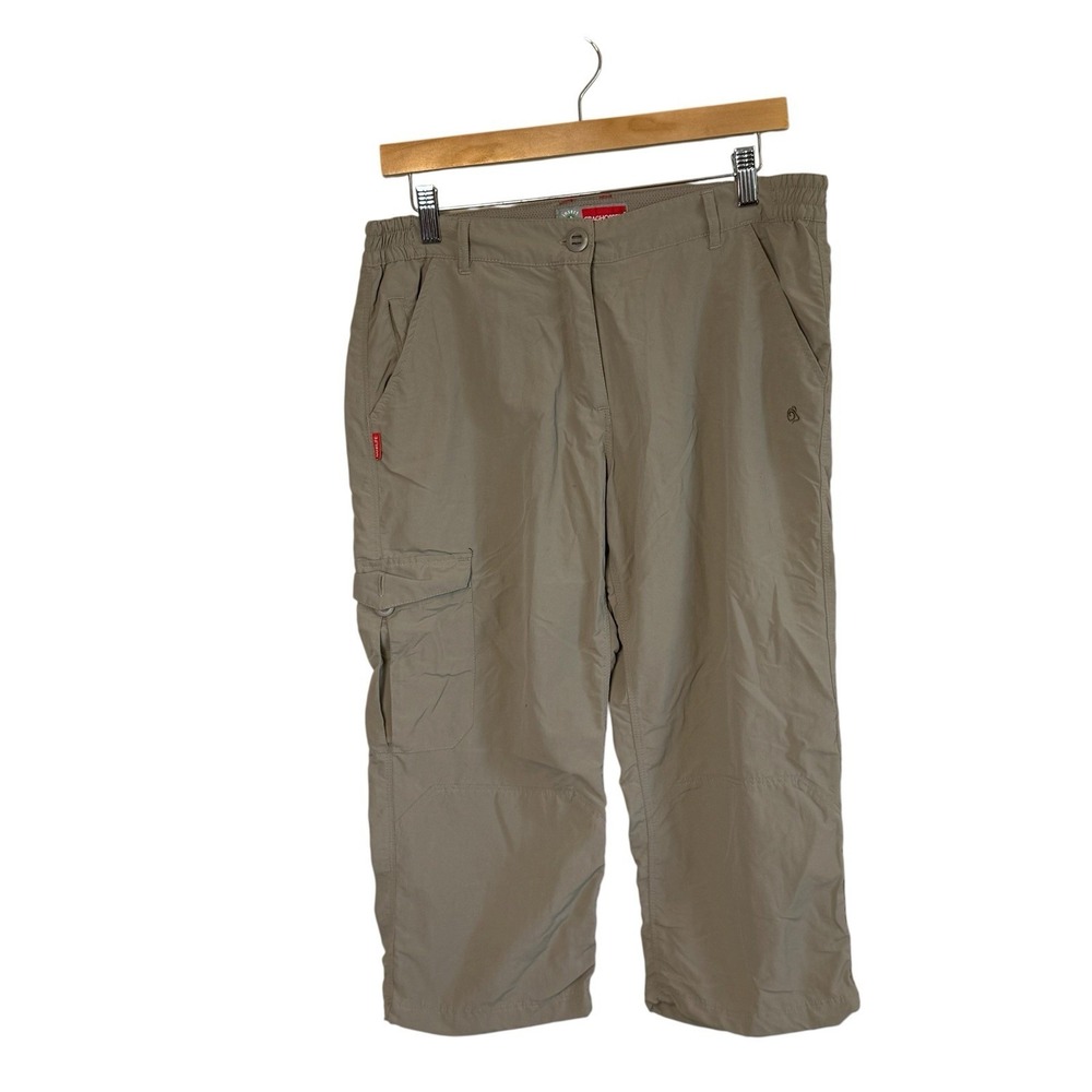 Craghoppers Womens Tan Hiking Capri Pants Nosilife Size 8 Outdoor Insect Shield